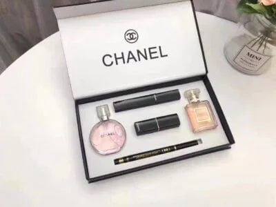 Chanel Gift Set (Foundation, Lipstick, Perfume, Mascara and Pencil)